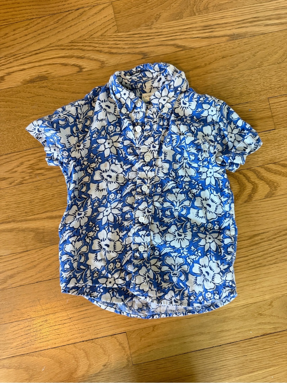 Crewcuts White and Blue Floral Short-Sleeve Button-Down